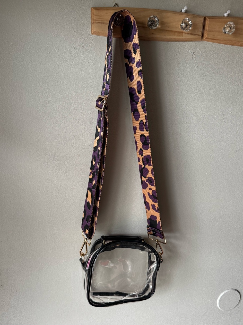 Clear Stadium Approved Crossbody Purse Purple Leopard Strap Game Day